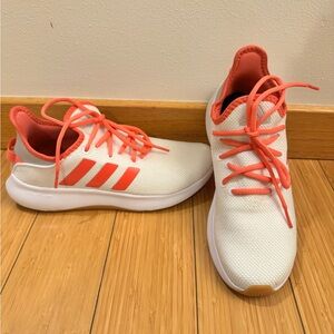 Adidas cloudfoam plus White and Coral Sneakers